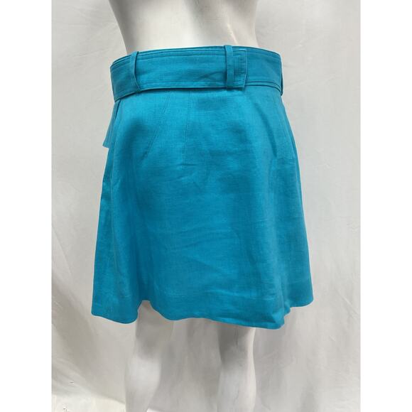 Matthew Bruch Cargo Blue Linen Mini Skirt Size 4 - Picture 3 of 5